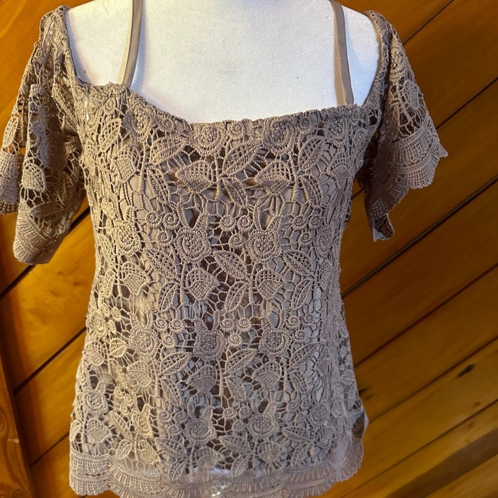 Elegant Lace Off-Shoulder lavender Top